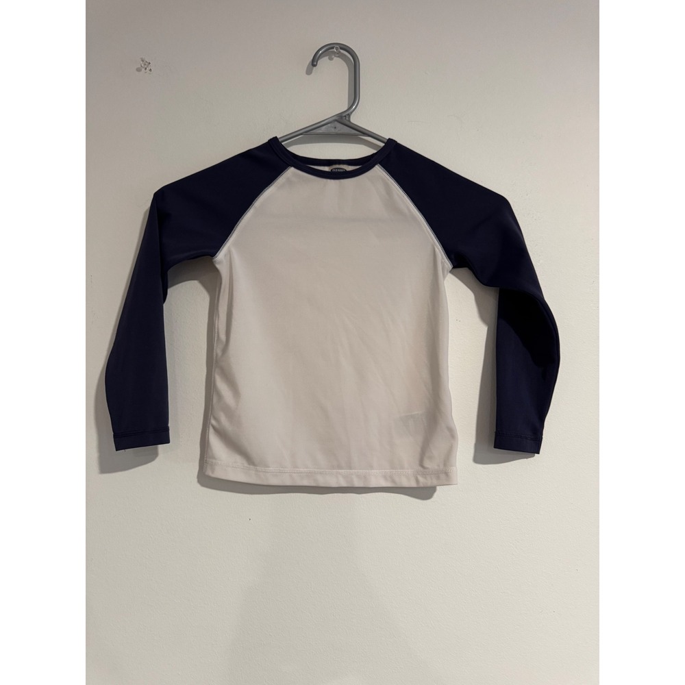 Old Navy Long Sleeve Rash Guard Kids 4T White Navy Raglan Swim Shirt